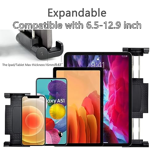 VAUBORTTI Aluminum Heavy-Duty Dual Arm Tablet Mount with 4-Point 360° Rotation Drill Base - Fits 6.5"-12.9" Tablets (iPad, Galaxy Tab, Surface) - Versatile Mounting for Homes, Businesses, Vehicles