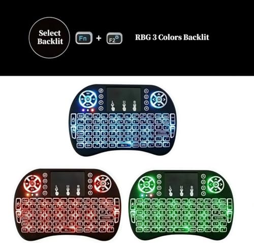 Portable Mini Wireless Keyboard with Bluetooth&2.4G, Touchpad Mouse Combo Upgraded BRG Backlitght Memory for PC/Android TV Box/Projector/HTPC/Pad/Xbox/Tablets:i8-BT