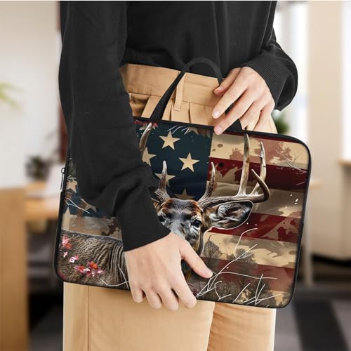 Laptop Sleeve Bag with Handle Computer Protective Soft Cover Case for 14 Inch 13 Inch Laptop,Deer Weed Flag - color: Deer Weed Flag