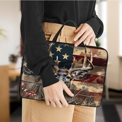 Laptop Sleeve Bag with Handle Computer Protective Soft Cover Case for 14 Inch 13 Inch Laptop,Deer Weed Flag - color: Deer Weed Flag