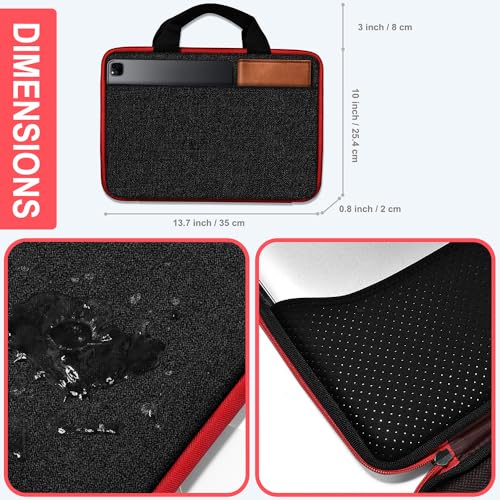 Hseok Laptop Case 13.3-14 inch Sleeve, TSA Computer Handbag Water-Resistant and Shockproof Bag Compatible with MacBook Pro/Neo 14", Mac Air/Pro 13.3" and 13"-14" Notebooks Chromebooks,Black-red - color: Black-red