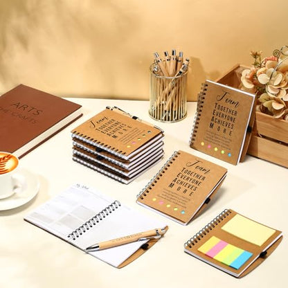10 Sets Inspirational Notebooks Bulk Back to School Spiral Notebook with Notepad and Bamboo Pen Team Appreciation Gift for Office Teacher Employee Social Worker Student (Team Together) - style: Team Together