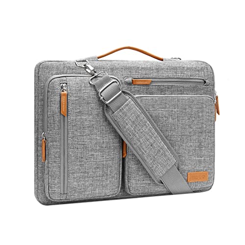 MOSISO 360 Protective Laptop Shoulder Bag,14 inch Computer Bag Compatible with HP Lenovo Dell ASUS Acer, HP, Dell Latitude, Lenovo,Side Open Messenger Bag with 4 Zipper Pockets&Handle, Gray - color: Gray, size: 14 inch
