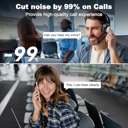 Voistek USB Headset with Microphone for PC/Laptop, One Ear Computer Headphones with Noise Cancelling Mic, 3.5mm+USB in-Line Mute, Volume Control for Work Home Office Online Class Skype Zoom