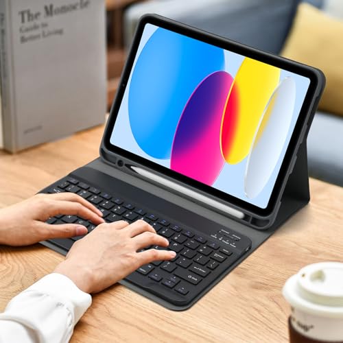 Rechargeable Bluetooth Keyboard and Mouse Combo for iPad, Ultra-Slim Portable Wireless Mouse Keyboard for iPad Pro Air Mini iPhone Samsung Tablet Cell Phone Android, iPadOS/iOS 13 and Above (Black) - color: Black