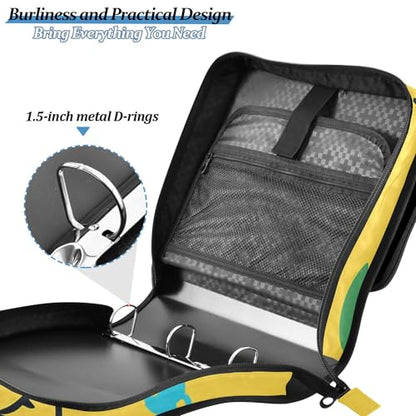 Cartoon Rubber Duck Wear Sunglasses Zipper Binder Organizer with Shoulder Strap Multi-Pocket 1.5 Inch 3 Rings Pencil Case Portfolio Binder Home Travel Cards Storage Container - color: Cartoon Rubber Duck Wear Sunglasses