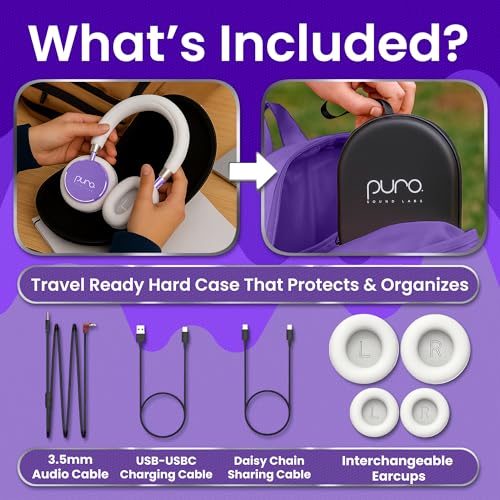 Puro Sound Labs Kids Wireless Headphones – Volume-Limiting 85dB, Built-in Mic, Studio-Grade Sound, 20-Hour Battery Life, Comfortable & Easy to Connect Kids Bluetooth Headphones – BT2200 Plus, Purple - color: Purple