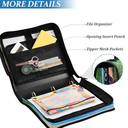 3 Ring Zipper Binder Summer Ocean Beach Sunrise Sunset Binders Bag with Shoulder Strap 500 Sheets Paper Organizer Trapper Keeper Documents Storage File Folder for School Office - color: A1128