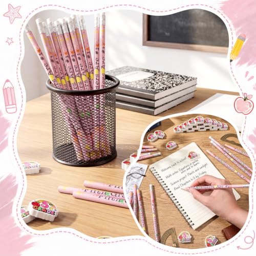 48 Pcs/24 Sets 5th Graders Pencils and Erasers Bulk Set Motivational Pencils Back to School Supplies for Kids Student Inspirational Teacher Classroom Reward Party Favors Gifts - style: 5th Grader