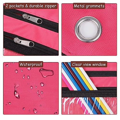 YoeeJob 1 Pack Pencil Pouch for 3 Ring Binder, Expandable Binder Pouches with Zipper, Large Capacity Pen Holder Case with Clear Window School Class Office Organizers, Rosy - color: Rosy