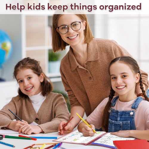 Henoyso 24 Pcs School and Home 2 Pocket Folders with 4 Clear Inner Pockets Plastic Heavy Duty Homework Folders Parent Teacher Communication for Student Home Office Classroom,11 x 9 Inch (Dark Red) - color: Dark Red