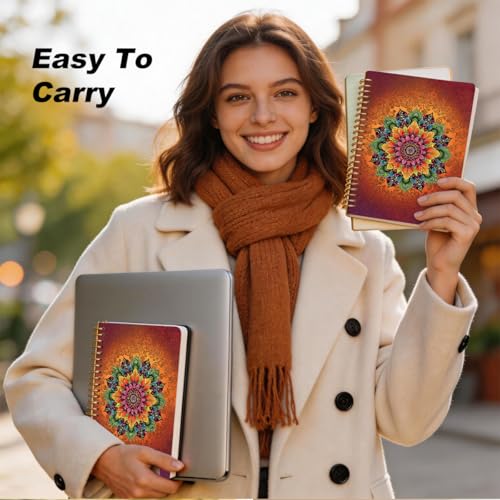 2 Pcs Bohe Mandala Spiral Notebook, Cute Flower College Ruled Spiral Notebook, Multi Subject Notebooks, 160 Ruled Pages Hardcover Journals for Writing Office, Flower Gifts for Women - color: Multicolour 0010