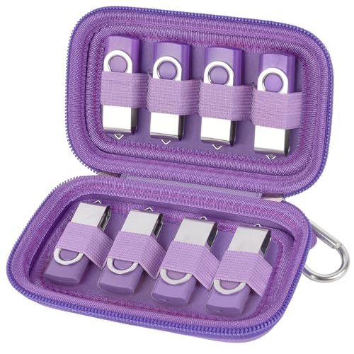 USB Flash Drive Organizer Case – Hard Shell Holder for 8 Thumb Drives & SD/Memory Cards – for SanDisk for Samsung - Storage for Students, Photographers & IT Pros– Travel & Office Use – Bag Only-Purple - color: Purple