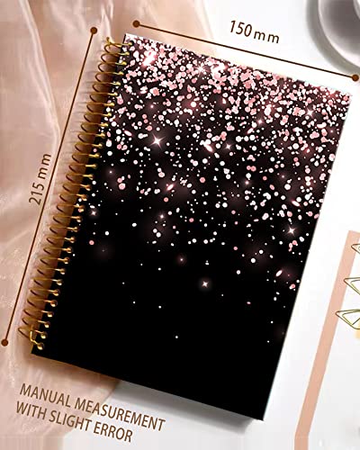 iampanda Spiral Journal Notebook,Strong TwinWire Binding with Premium Paper for Girl Women,Cute 60 Sheets A5 College Ruled NotebookJournal,Perfect for School Office Home Gifts,Rose Gold Falling - color: Rose Gold Falling Glitter