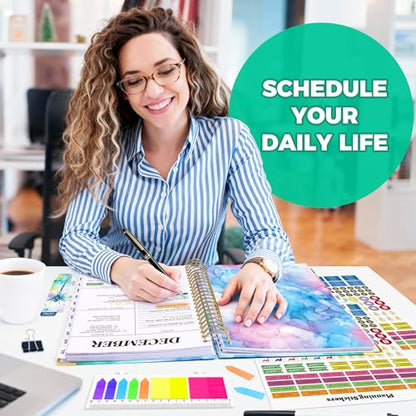 Academic Planner 2026-2027, 18 Months Weekly & Monthly Calendar Planner | July 2026 - Dec 2027, 9" x 11.6" A4 Size, Hardcover Daily Agenda with Tabs, Inner Pocket, Bookmark, Stickers, Sticky Note Set - color: Colorful Dragonfly, size: A4