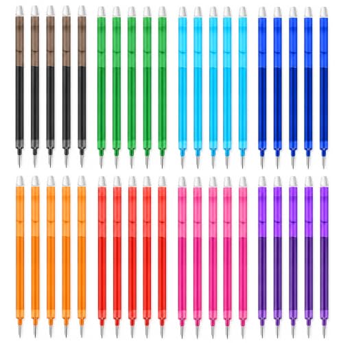 40pcs 0.7 mm Erasable Gel Ink Pen Refills Compatible with FriXion Friction | Multicolor Replaceable Medium Fine Point Refill for Erasable Pens Smooth Writing Fast Dry for School Office Home, 8 Colors
