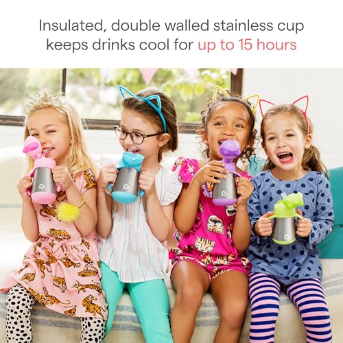 Munchkin Cool Cat Stainless Steel Straw Cup, 8 Ounce, Green - color: Green, size: 8 ounces