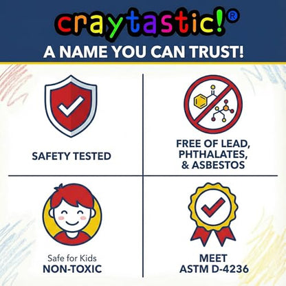 Craytastic! 52 Sets of 4-Packs in Cello (208 Count total bulk Crayons) - Large Box of Crayons Bulk For School Teachers, Restaurants, Party Favors, Crayon Packs, Non-Toxic