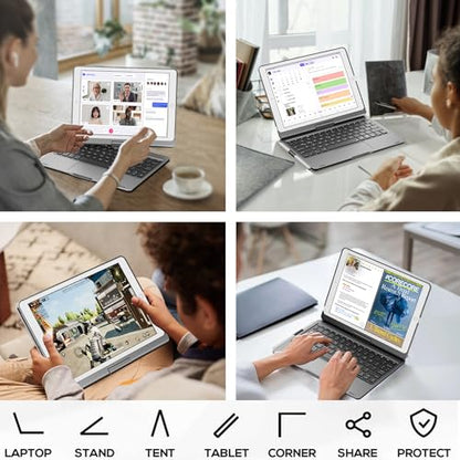 edaiser Swivel Keyboard Case iPad 10.2" (9th 8th 7th), Air 3rd Gen Gray | 360 Degree Rotatable Protective Cover with Pencil Holder | Multi-Touch Trackpad, RGB Backlit | Flexible Adjustable View Angle - color: Space Gray, size: iPad 10.2"(9th-7th)& Air 3rd