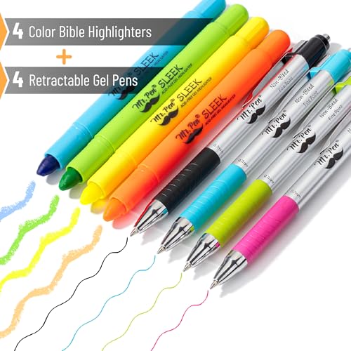 Mr. Pen- Bible Highlighters and Pens No Bleed, 8 Pack | Colorful Ink Pens 0.7mm for Highlighting, Bullet Journaling, Note-Taking, Summarizing, Bible Study, Planning