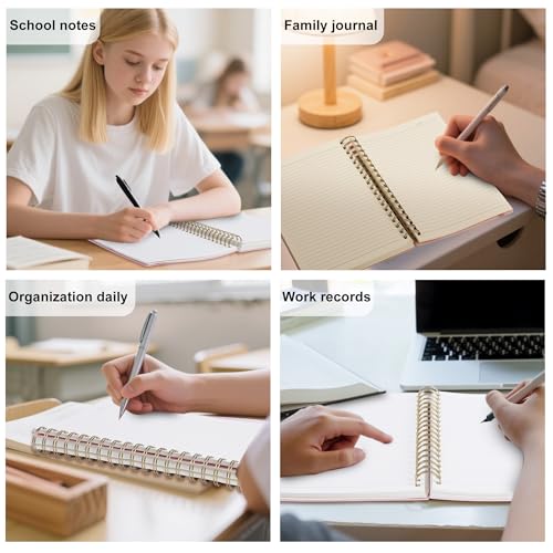 Yoment B5 Spiral Notebook,300 Pages College Ruled Lined Journal,Hardcover | 100GSM thick paper,7 x 10 inches Black hardcover with lay-flat binding and inner pocket for school,office,work,study - color: Pink
