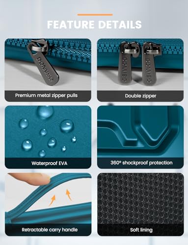 DOMISO 14 inch Laptop Sleeve with Handle Shockproof Computer Bag Waterproof EVA Protective Carrying Case for 14" ThinkPad E480/Yoga 920/13.5" Microsoft Surface Book/HP Pavilion 14 Stream 14, Teal - color: Teal, size: 14 inch