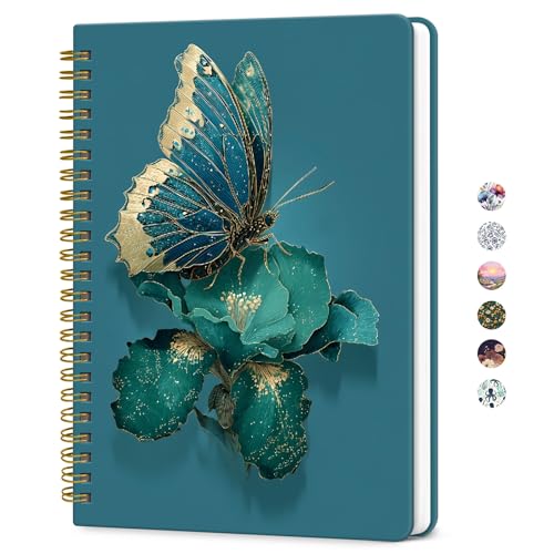 ZOTIA Lined Spiral Journal for Women, A5 Aesthetic Hardcover Notebook for Work, School & Note Taking, Pretty College Ruled Journal, 140 Pages, 6" x 8", Botanic Jewel - color: V-Botanic Jewel
