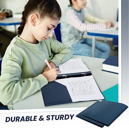 Lincia 100 Pcs Plastic Folders with Pockets and Prong Folders with Prongs 2 Pockets for Office, School for Students, Teachers, Office Workers(Navy Blue) - color: Navy Blue