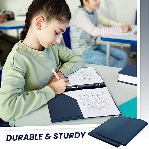 Lincia 100 Pcs Plastic Folders with Pockets and Prong Folders with Prongs 2 Pockets for Office, School for Students, Teachers, Office Workers(Navy Blue) - color: Navy Blue