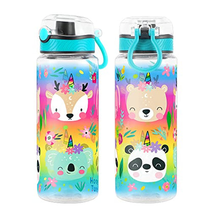 Cute Water Bottle for School Kids Girls, BPA FREE Tritan & Leak Proof & Easy Clean & Carry Handle, 23oz/ 680ml (Deer) - color: Deer