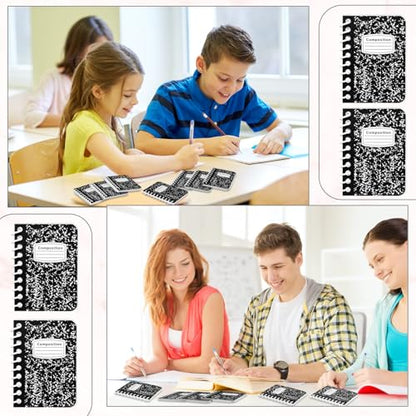 Sinload 30 Pack Mini Spiral Composition Notebooks Bulk 3.5 x 2.5 Inches Blank Marble Small Tiny Pocket Notebooks 80 Pages Memo Pads for Journal Office College School Students Graduation Gifts(Black) - color: Black