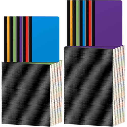 Handepo 100 Pack A5 Composition Notebooks Bulk 5"x8" Wide Ruled Soft Cover Journals, 60 Pages Composition Notebooks Bulk School Supplies for Students Classroom Office - color: Stylish Color, size: A5