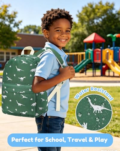 CAMTOP Backpack for Kids, Boys Girls Preschool Backpacks with Lunch Box Toddler Kindergarten School Bookbag Set (Green Dinosaur 7) - color: Green Dinosaur 7