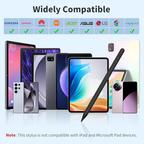 Stylus Pen for iOS&Android Touch Screens, Active Pencil for Samsung, Smart Digital Stylus Pens for Lenovo/Huawei/Vivo/Mi and Other Tablets, iPhone/Samsung/Google Pixel Smart Phones Drawing&Writing - color: Black