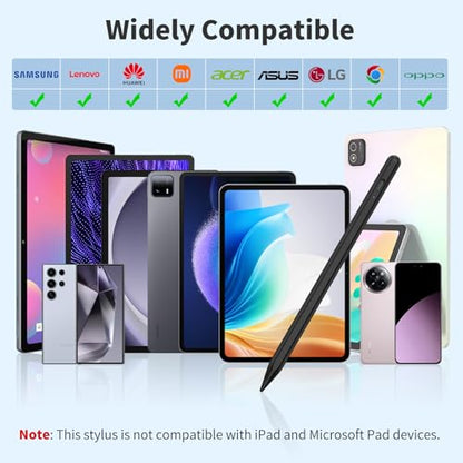 Stylus Pen for iOS&Android Touch Screens, Active Pencil for Samsung, Smart Digital Stylus Pens for Lenovo/Huawei/Vivo/Mi and Other Tablets, iPhone/Samsung/Google Pixel Smart Phones Drawing&Writing - color: Black