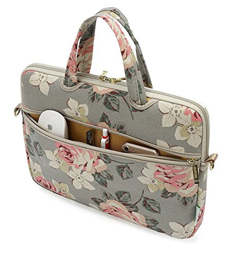kayond White Rose Patten water resistant Laptop Shoulder Messenger Bag Case Sleeve for 14 Inch 14.1 Inch Laptop,Laptop Briefcase - color: White Rose, size: 14-14.1 Inch