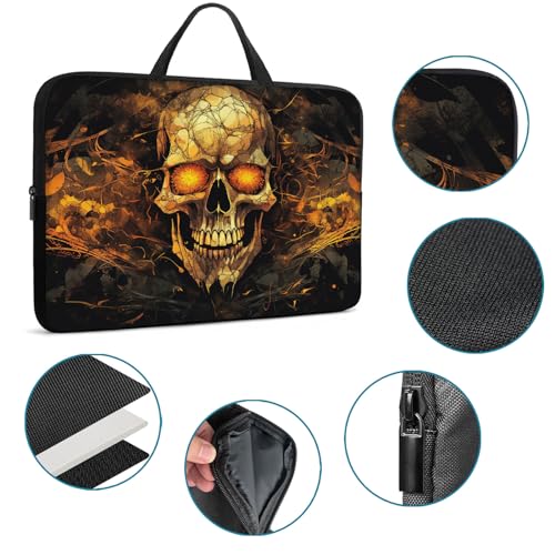 Laptop Sleeve Bag with Handle Computer Protective Soft Cover Case for 14 Inch 13 Inch Laptop,Golden Glowing Skull - color: Golden Glowing Skull