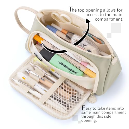 EASTHILL Big Capacity Pencil Case Pouch Pen Case Simple Stationery Bag School College Office Organizer for Teens Girls Adults Student - color: Light Green XW