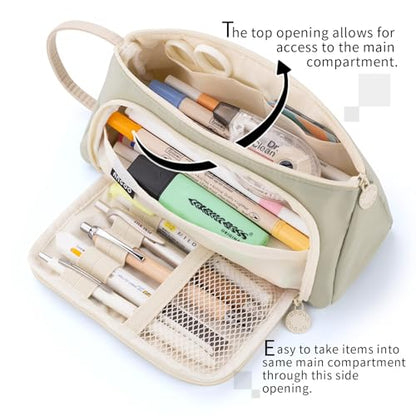 EASTHILL Big Capacity Pencil Case Pouch Pen Case Simple Stationery Bag School College Office Organizer for Teens Girls Adults Student - color: Light Green XW