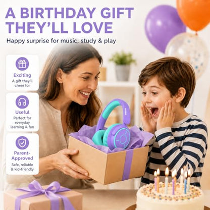 MIDOLA Kids Bluetooth Headphones 68H Play Time,Volume Limit 85/94dB, Foldable Lightweight Wireless Over-Ear Headphone for Kid Toddler Child Pad Tablet,Headsets with Built-in Mic Purple - color: Purple