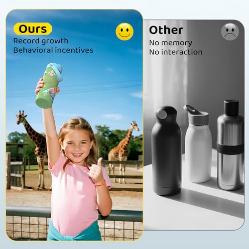 GoKEDA Kids Water Bottle with Stickers, 18oz Vacuum Double Insulated Cup with Straw, 316 Stainless Steel Bottles for School, Gift for Girls(Green) - color: Green