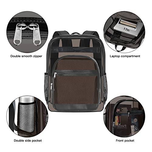 Clear Backpack,Sturdy Shape Heavy Duty Large Clear Backpack - color: A-black