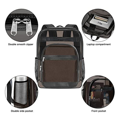 Clear Backpack,Sturdy Shape Heavy Duty Large Clear Backpack - color: A-black