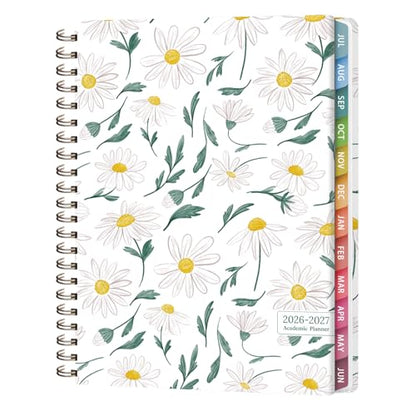 Planner 2026-2027, Weekly and Monthly Academic Year Calendar Planner, July 2026 - June 2027, Daily Agenda Book for Office School Supplies, Letter Size(8.5'' x 11'') - color: 2607-White Daisy, size: 8.5"x11"(Jul 2026-Jun 2027)