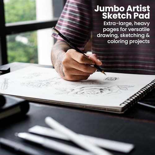 ARTISTIK Spiral Sketch Pad – 100-Sheet Perforated Sketchbook for Pencil, Pastel & Crayon – 100 g/m²(68lb) Mixed Media Sketching & Writing Pad – 9" x 12", Pack of 2 - size: Sketch Pad 9 x 12"