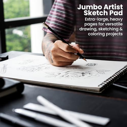 ARTISTIK Spiral Sketch Pad – 100-Sheet Perforated Sketchbook for Pencil, Pastel & Crayon – 100 g/m²(68lb) Mixed Media Sketching & Writing Pad – 9" x 12", Pack of 2 - size: Sketch Pad 9 x 12"