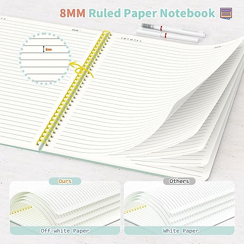 Umriox 4 Pack Lined Spiral Journal Notebook, 160 Pages 8.5" x 11" College Ruled Spiral Notebook with Sticky Tabs, Large Notebook for Work, Travel Journal, School - size: 8.5 x 11 in, style: Ruled