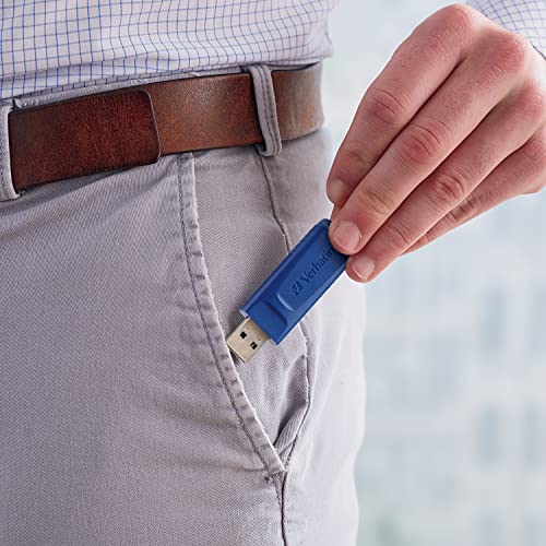 Verbatim 8GB Retractable USB 2.0 Flash Thumb Drive with Microban Antimicrobial Product Protection – Five Pack Blue (Pack of 2) - size: 8 GB-10 Pack
