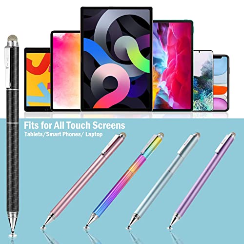 Capacitive Stylus Pen, 4-in-1 High Sensitivity and Precision Touch Screen Stylus Clear Disc Tip,Black Rubber Tip &Mesh Fiber Tip Compatible with Universal Touch Screen Device (Ice Blue) - color: Ice Blue