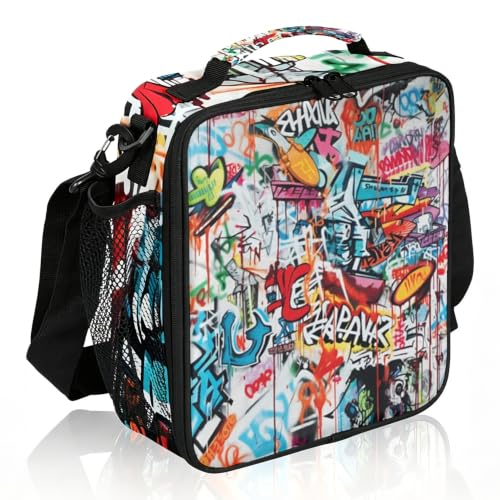 Pardick Graffiti Lunch Box for School Boys Insulated Kids Lunch Box | Reusable Leakproof Lunch Bag Cooler Tote Picnic Lunchbox with Adjustable Shoulder Strap Back to School Gifts for Teens Boys - color: Art Graffiti